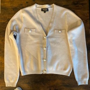 TRUTH by Republic Sz Lg cream soft cardigan with silver pearl button detail